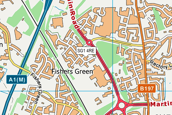 SG1 4RE map - OS VectorMap District (Ordnance Survey)