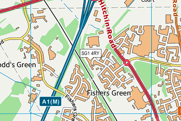 SG1 4RY map - OS VectorMap District (Ordnance Survey)