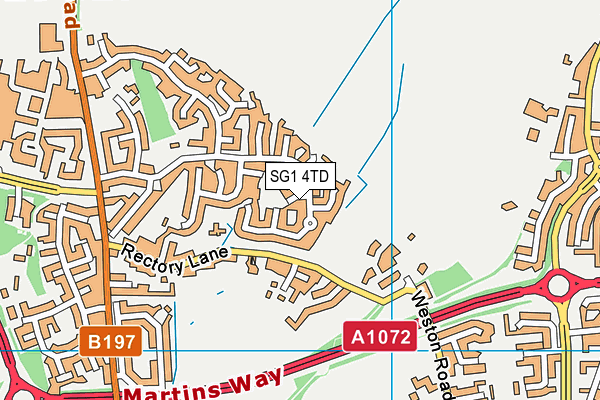 SG1 4TD map - OS VectorMap District (Ordnance Survey)