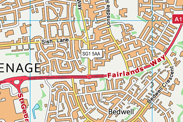 SG1 5AA map - OS VectorMap District (Ordnance Survey)