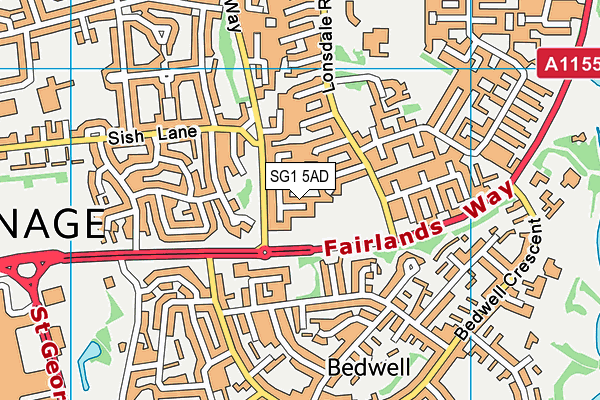 SG1 5AD map - OS VectorMap District (Ordnance Survey)