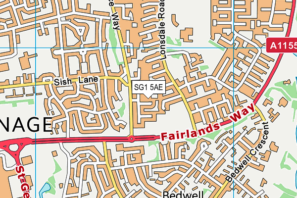 SG1 5AE map - OS VectorMap District (Ordnance Survey)