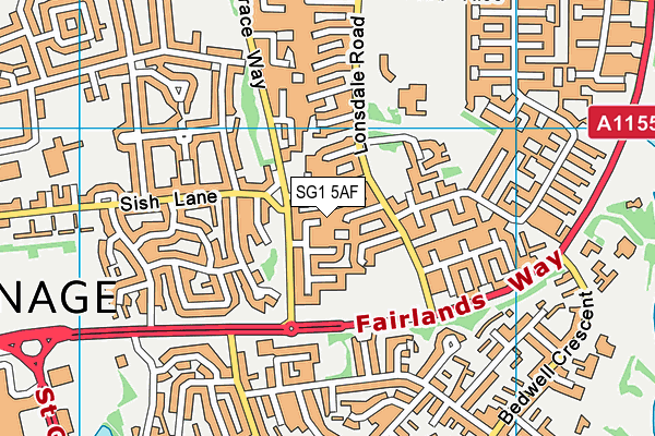 SG1 5AF map - OS VectorMap District (Ordnance Survey)