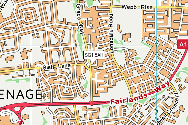 SG1 5AH map - OS VectorMap District (Ordnance Survey)