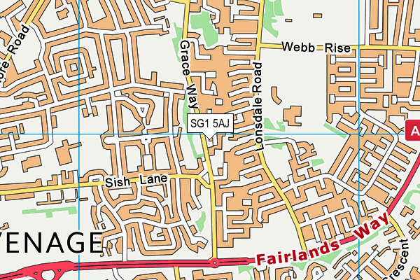 SG1 5AJ map - OS VectorMap District (Ordnance Survey)