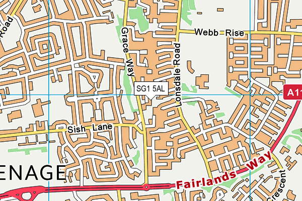 SG1 5AL map - OS VectorMap District (Ordnance Survey)
