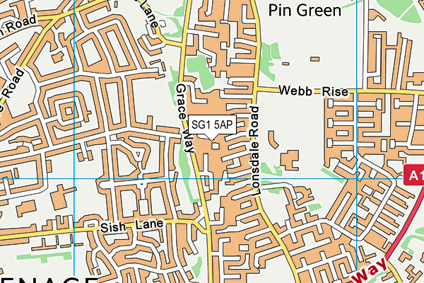 SG1 5AP map - OS VectorMap District (Ordnance Survey)