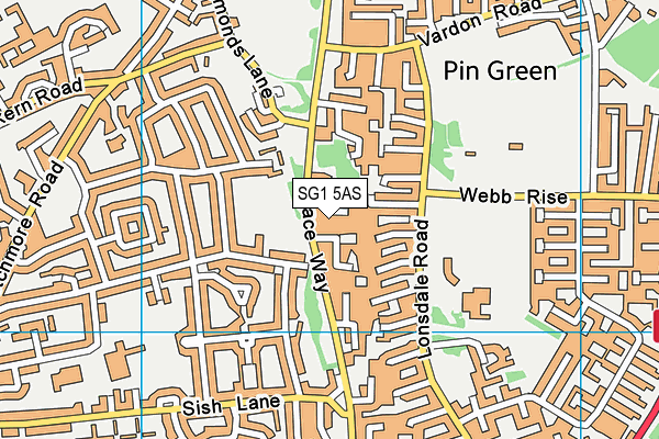 SG1 5AS map - OS VectorMap District (Ordnance Survey)