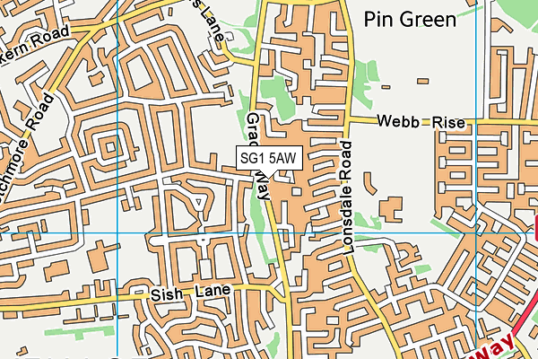 SG1 5AW map - OS VectorMap District (Ordnance Survey)