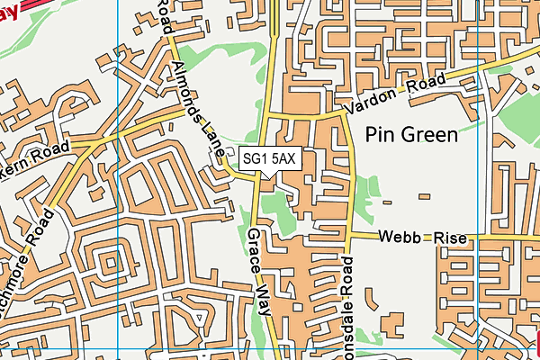 SG1 5AX map - OS VectorMap District (Ordnance Survey)