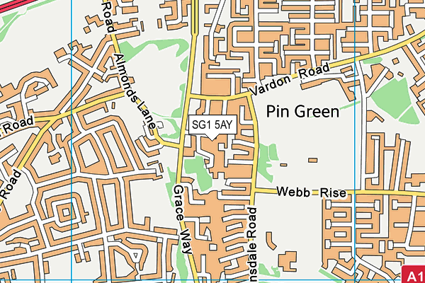 SG1 5AY map - OS VectorMap District (Ordnance Survey)