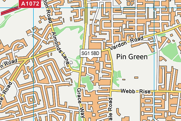 SG1 5BD map - OS VectorMap District (Ordnance Survey)