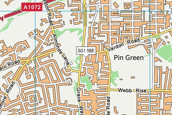 SG1 5BE map - OS VectorMap District (Ordnance Survey)