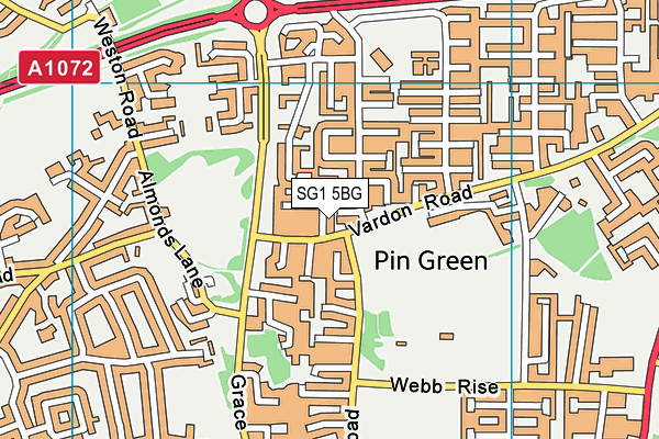 SG1 5BG map - OS VectorMap District (Ordnance Survey)