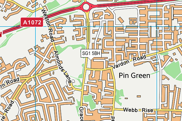 SG1 5BH map - OS VectorMap District (Ordnance Survey)