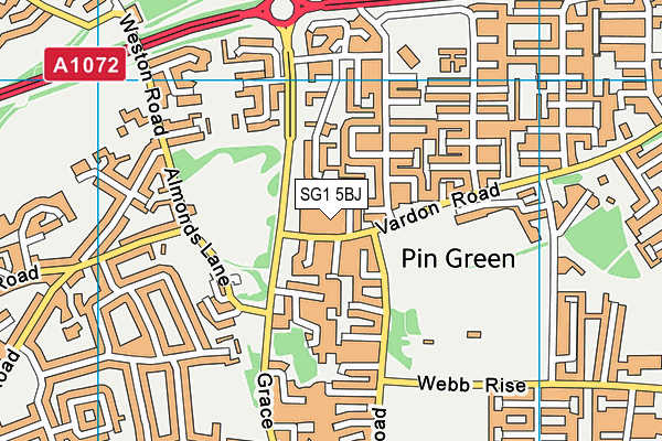 SG1 5BJ map - OS VectorMap District (Ordnance Survey)