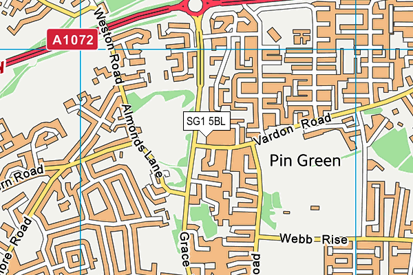 SG1 5BL map - OS VectorMap District (Ordnance Survey)