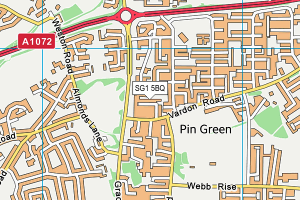 SG1 5BQ map - OS VectorMap District (Ordnance Survey)