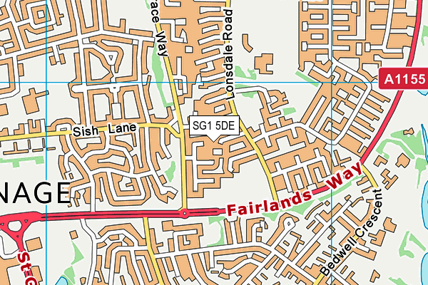 SG1 5DE map - OS VectorMap District (Ordnance Survey)