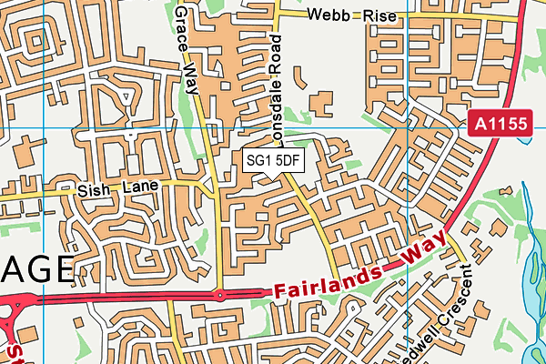 SG1 5DF map - OS VectorMap District (Ordnance Survey)