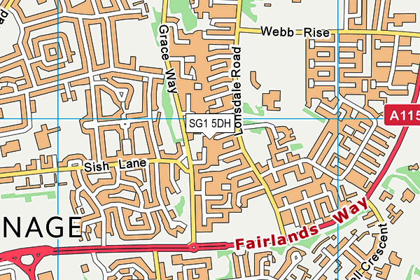 SG1 5DH map - OS VectorMap District (Ordnance Survey)