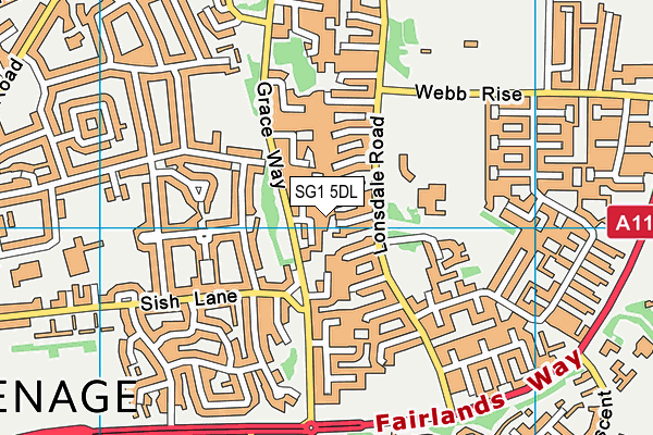 SG1 5DL map - OS VectorMap District (Ordnance Survey)