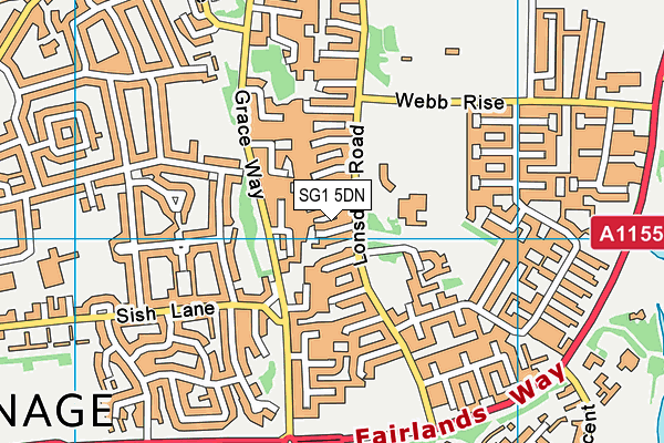 SG1 5DN map - OS VectorMap District (Ordnance Survey)