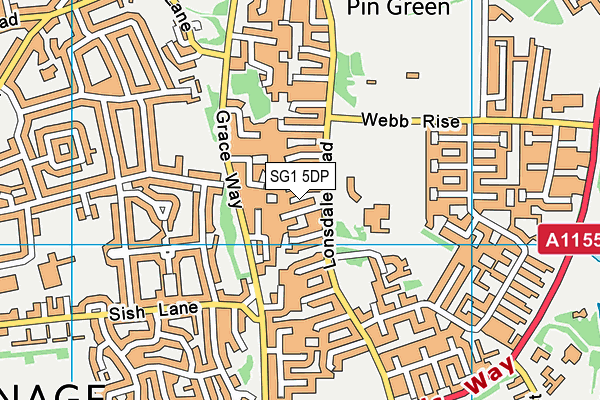 SG1 5DP map - OS VectorMap District (Ordnance Survey)