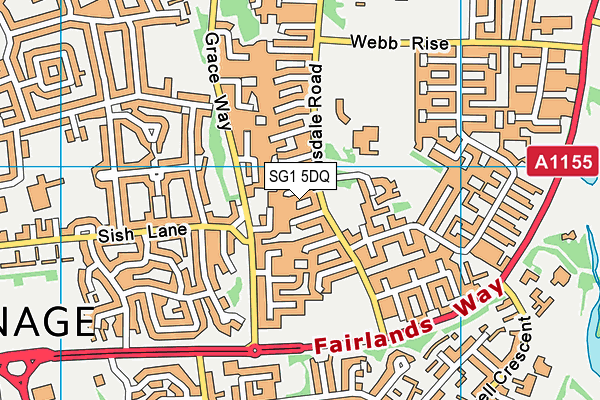 SG1 5DQ map - OS VectorMap District (Ordnance Survey)