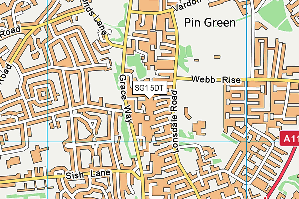 SG1 5DT map - OS VectorMap District (Ordnance Survey)