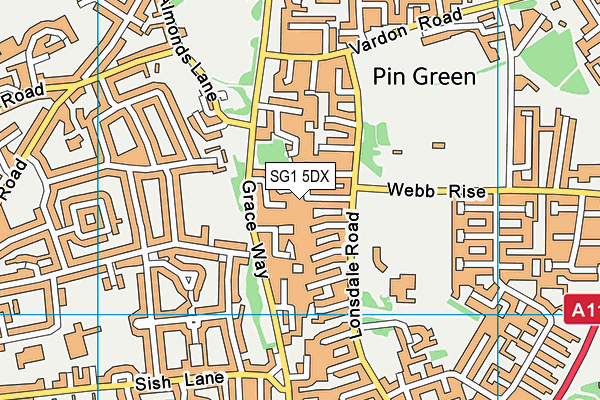 SG1 5DX map - OS VectorMap District (Ordnance Survey)