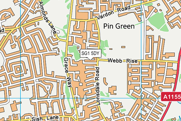 SG1 5DY map - OS VectorMap District (Ordnance Survey)