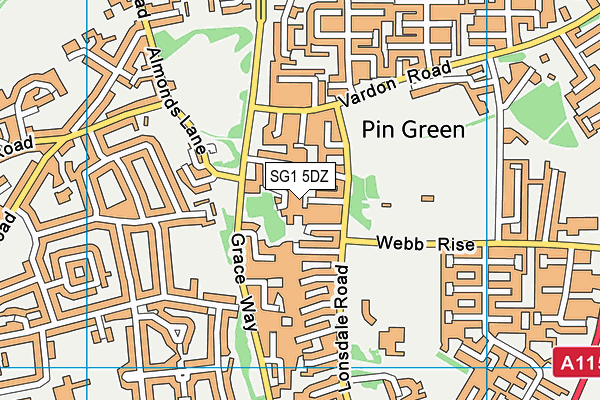 SG1 5DZ map - OS VectorMap District (Ordnance Survey)