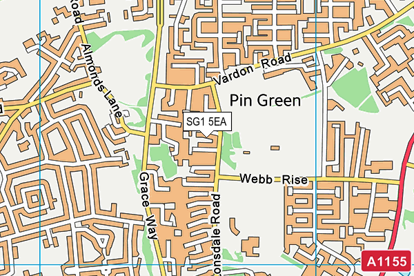 SG1 5EA map - OS VectorMap District (Ordnance Survey)