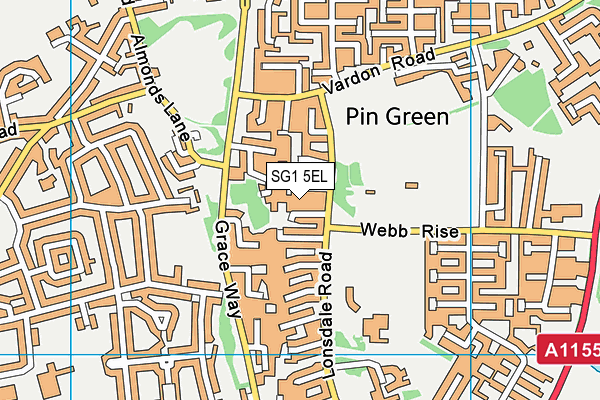 SG1 5EL map - OS VectorMap District (Ordnance Survey)