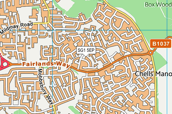 SG1 5EP map - OS VectorMap District (Ordnance Survey)