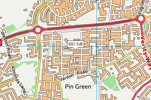 SG1 5JB map - OS VectorMap District (Ordnance Survey)