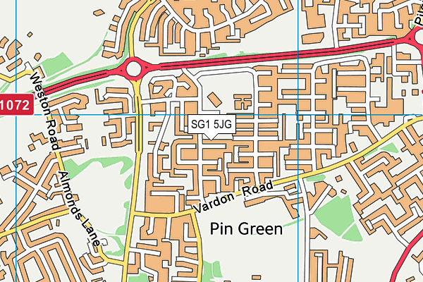 SG1 5JG map - OS VectorMap District (Ordnance Survey)