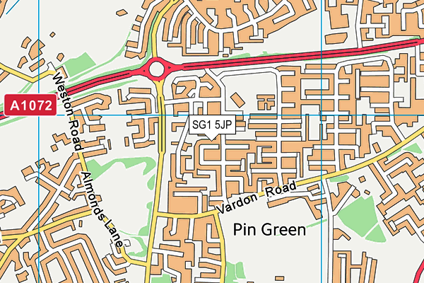 SG1 5JP map - OS VectorMap District (Ordnance Survey)