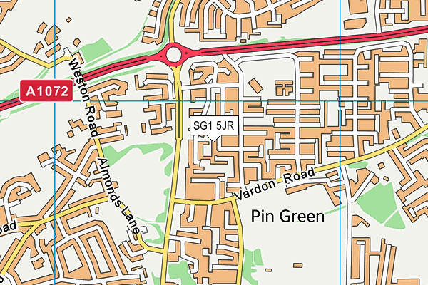 SG1 5JR map - OS VectorMap District (Ordnance Survey)