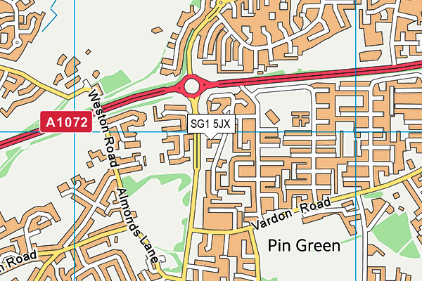 SG1 5JX map - OS VectorMap District (Ordnance Survey)