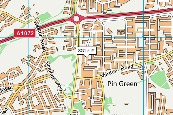 SG1 5JY map - OS VectorMap District (Ordnance Survey)