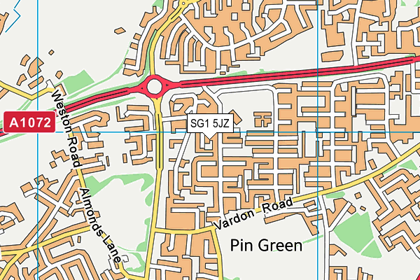 SG1 5JZ map - OS VectorMap District (Ordnance Survey)