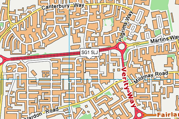 SG1 5LJ map - OS VectorMap District (Ordnance Survey)