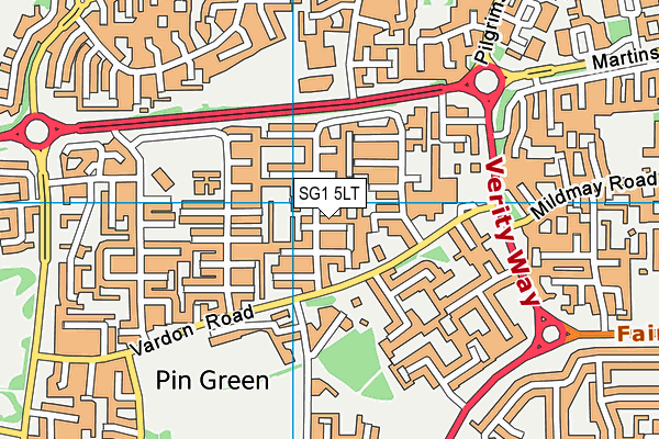 SG1 5LT map - OS VectorMap District (Ordnance Survey)