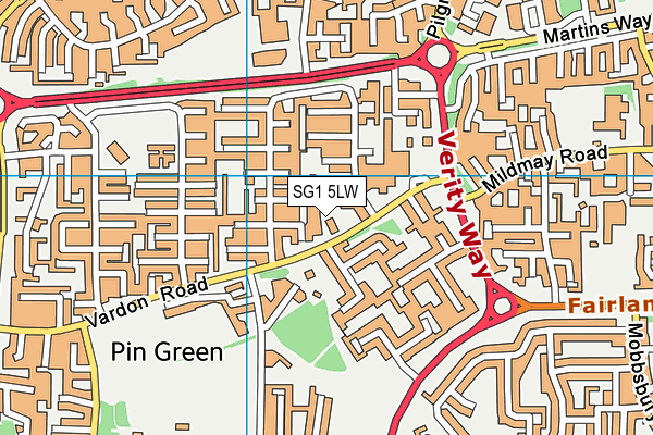 SG1 5LW map - OS VectorMap District (Ordnance Survey)