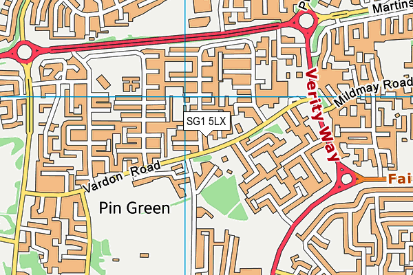 SG1 5LX map - OS VectorMap District (Ordnance Survey)