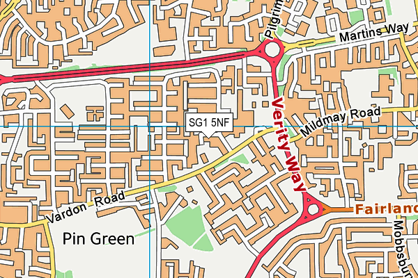 SG1 5NF map - OS VectorMap District (Ordnance Survey)