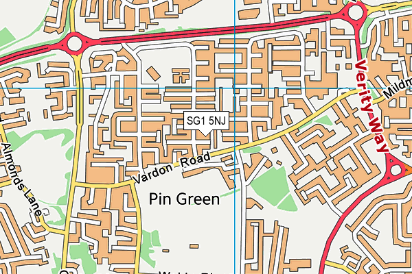 SG1 5NJ map - OS VectorMap District (Ordnance Survey)