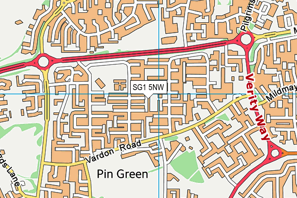 SG1 5NW map - OS VectorMap District (Ordnance Survey)